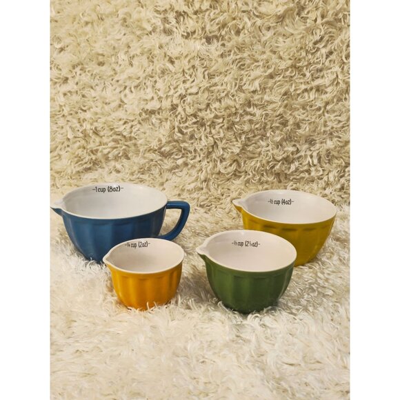 Set of Colorful Ceramic Nesting Measuring Cups - Picture 1 of 6